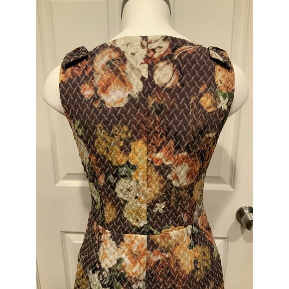 Tabitha Brown Floral "Tema" Quilted Dress W/ Bows at Shoulders, Size 4 (US) - Picture 6 of 9